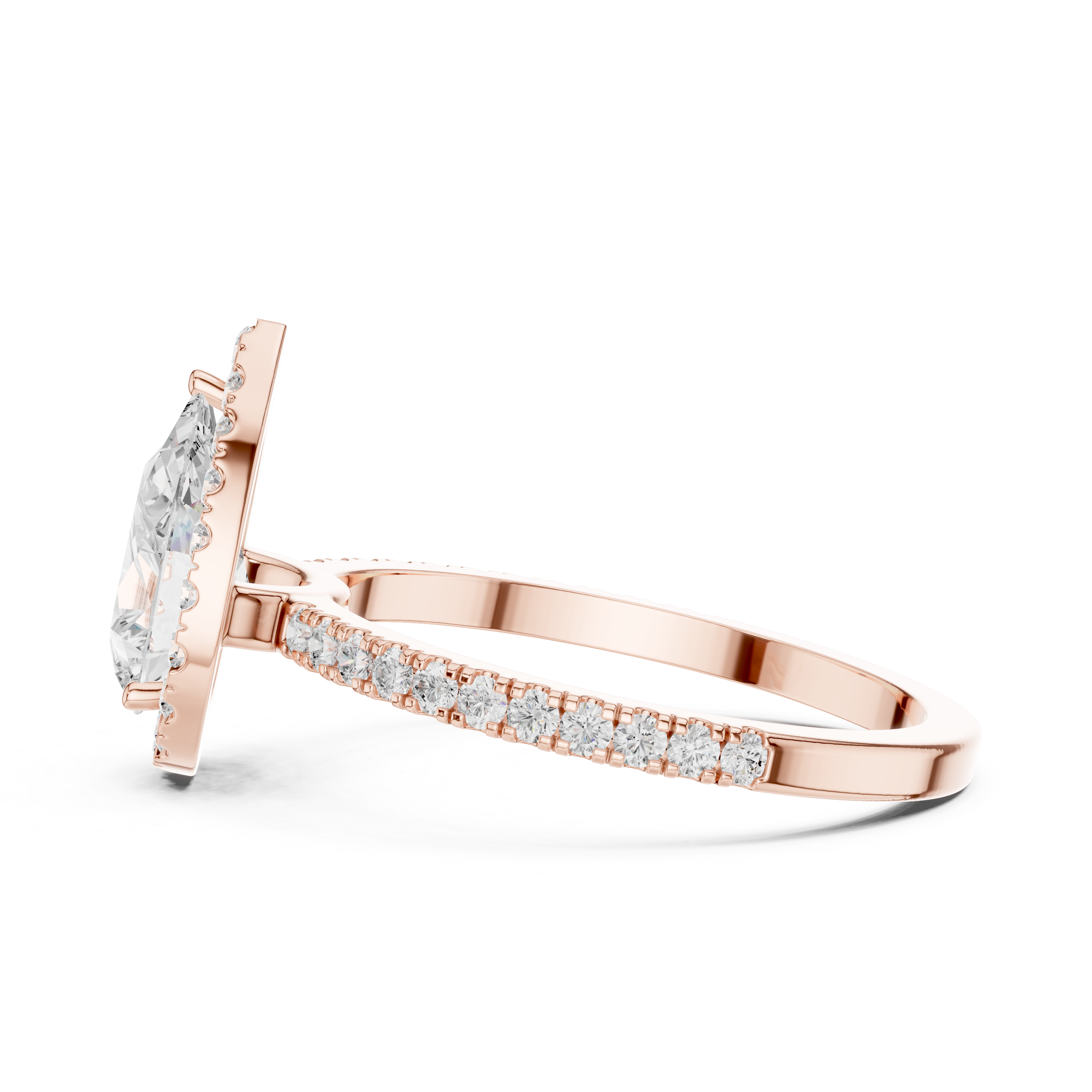 Pear Cut Halo Diamond Ring