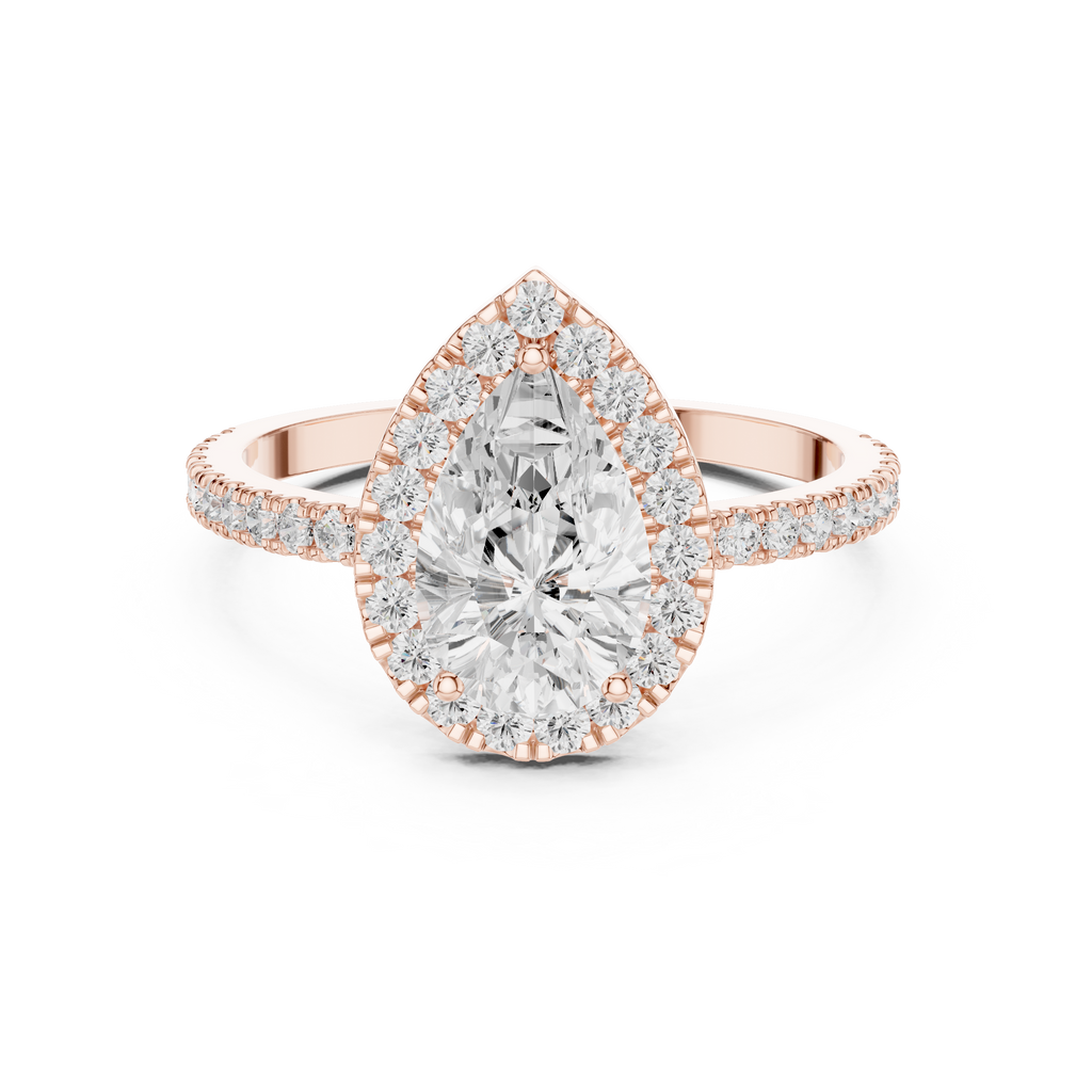Pear Cut Halo Diamond Ring
