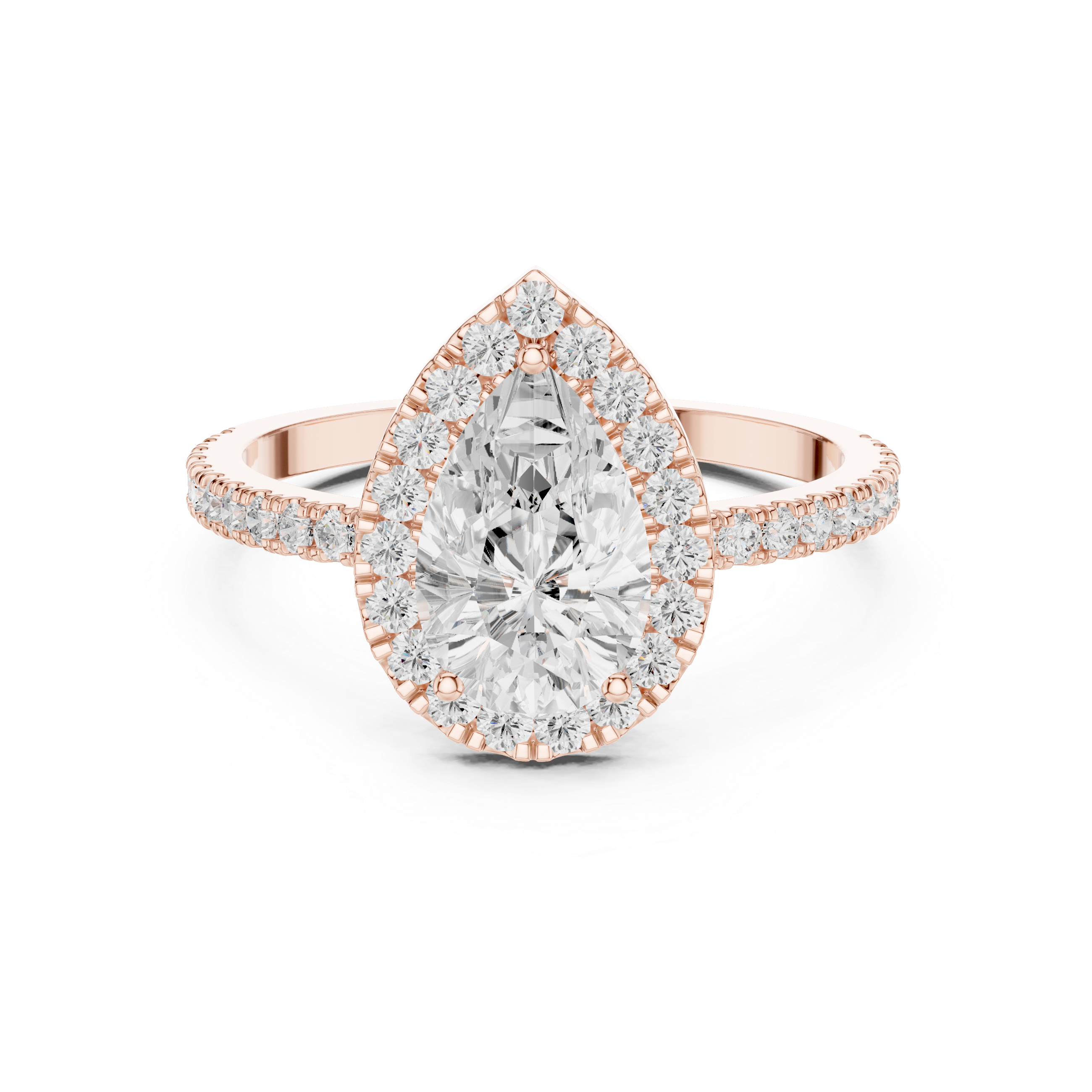 Pear Cut Halo Diamond Ring