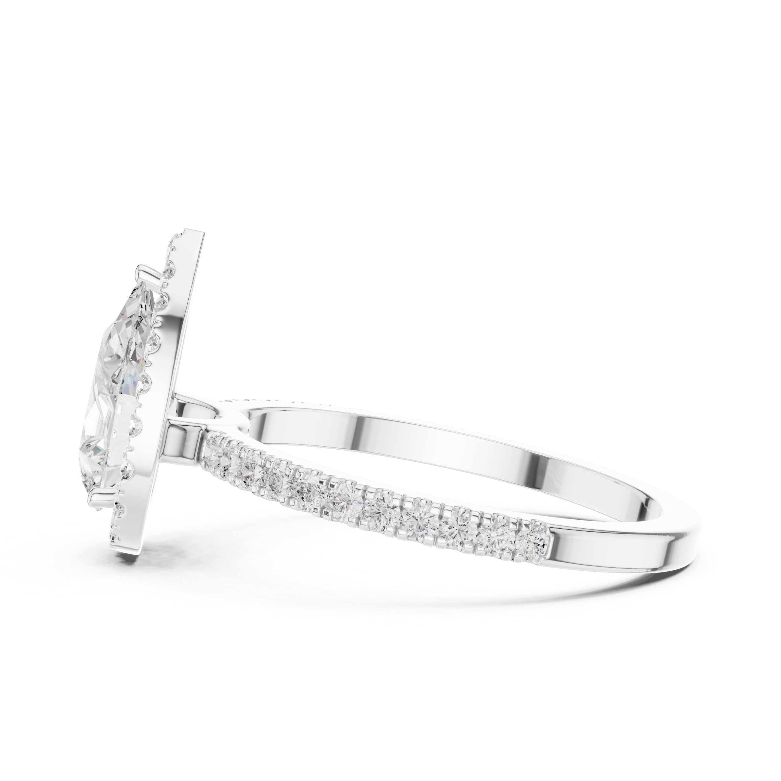 Pear Cut Halo Diamond Ring