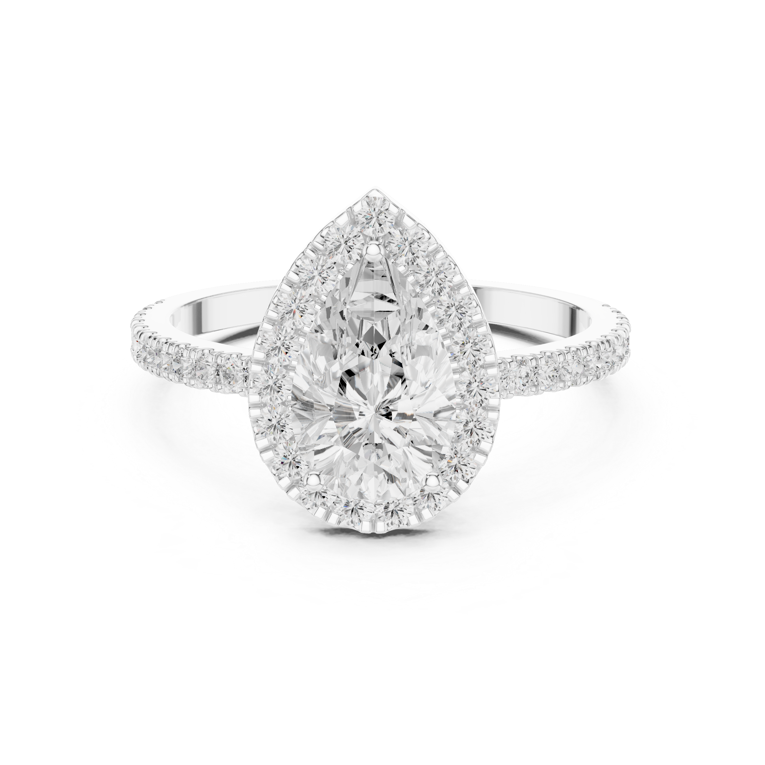 Pear Cut Halo Diamond Ring