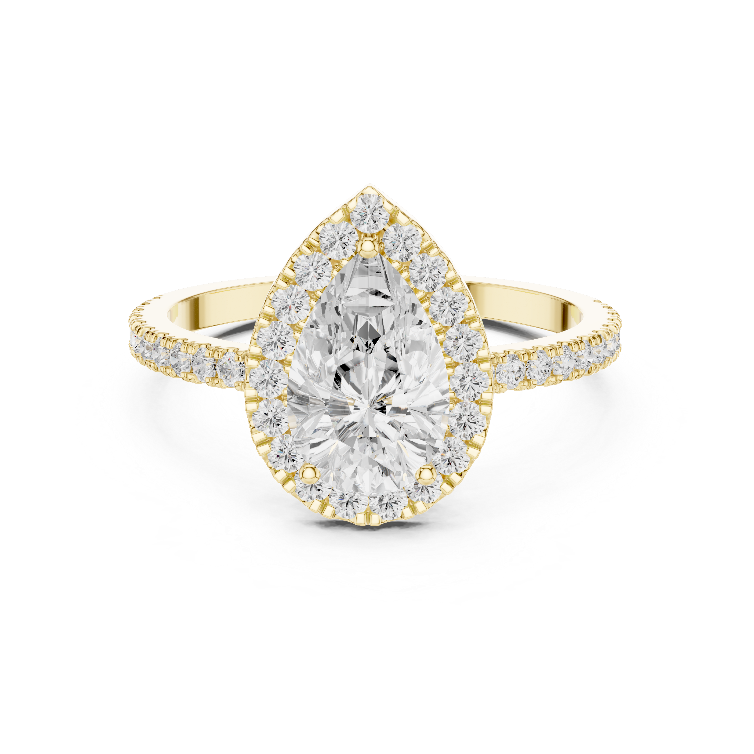 Pear Cut Halo Diamond Ring