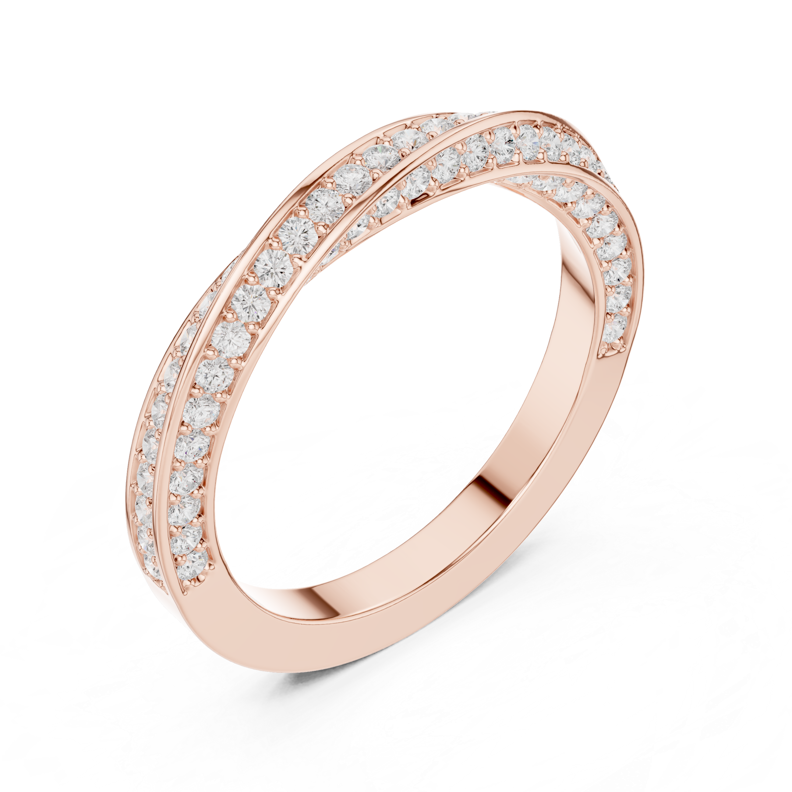 Cross Over Diamond Band Ring