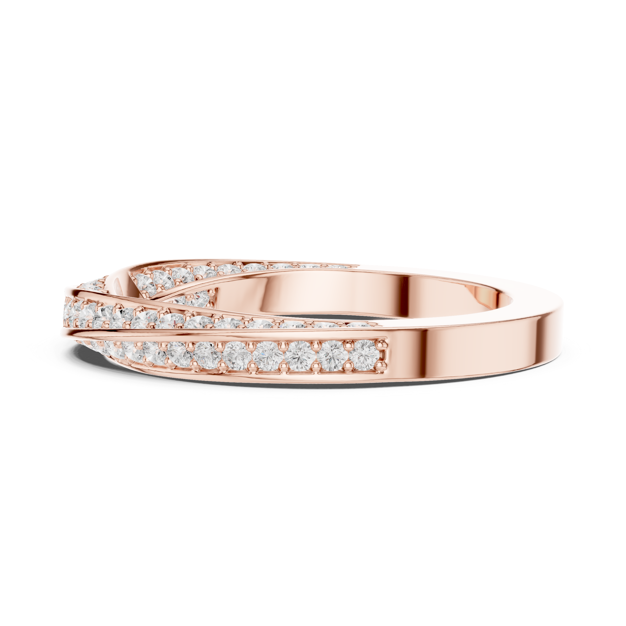 Cross Over Diamond Band Ring