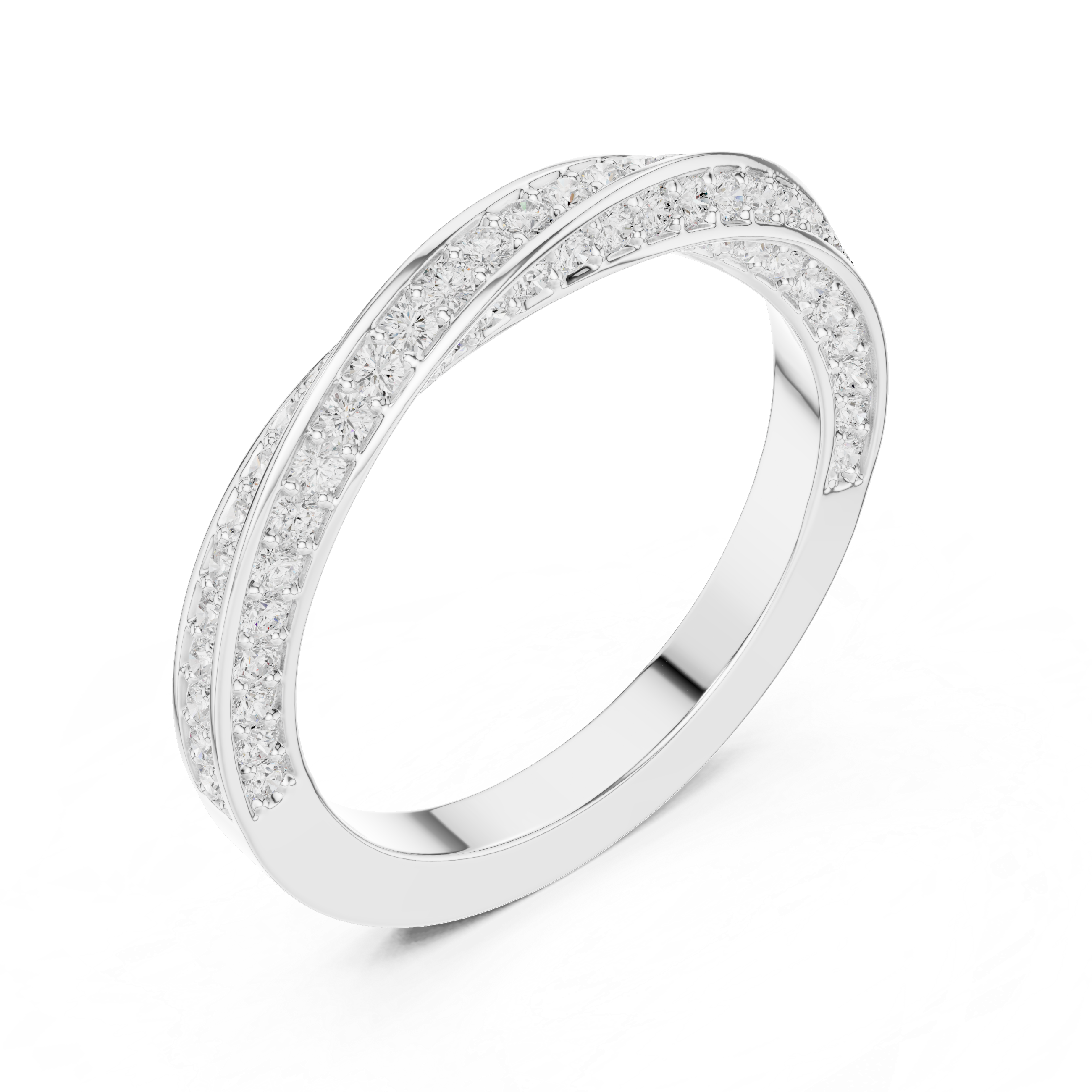 Cross Over Diamond Band Ring