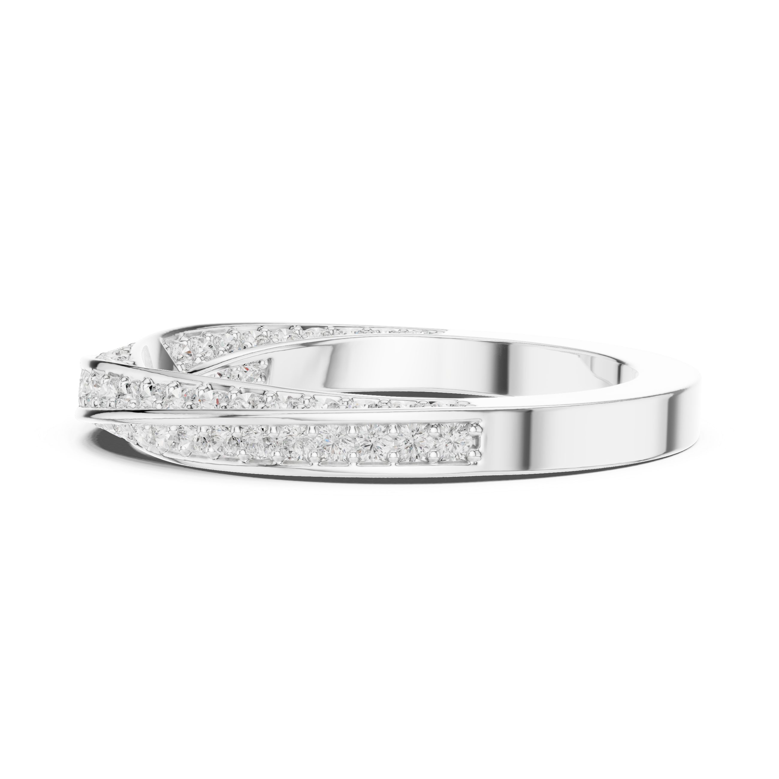 Cross Over Diamond Band Ring