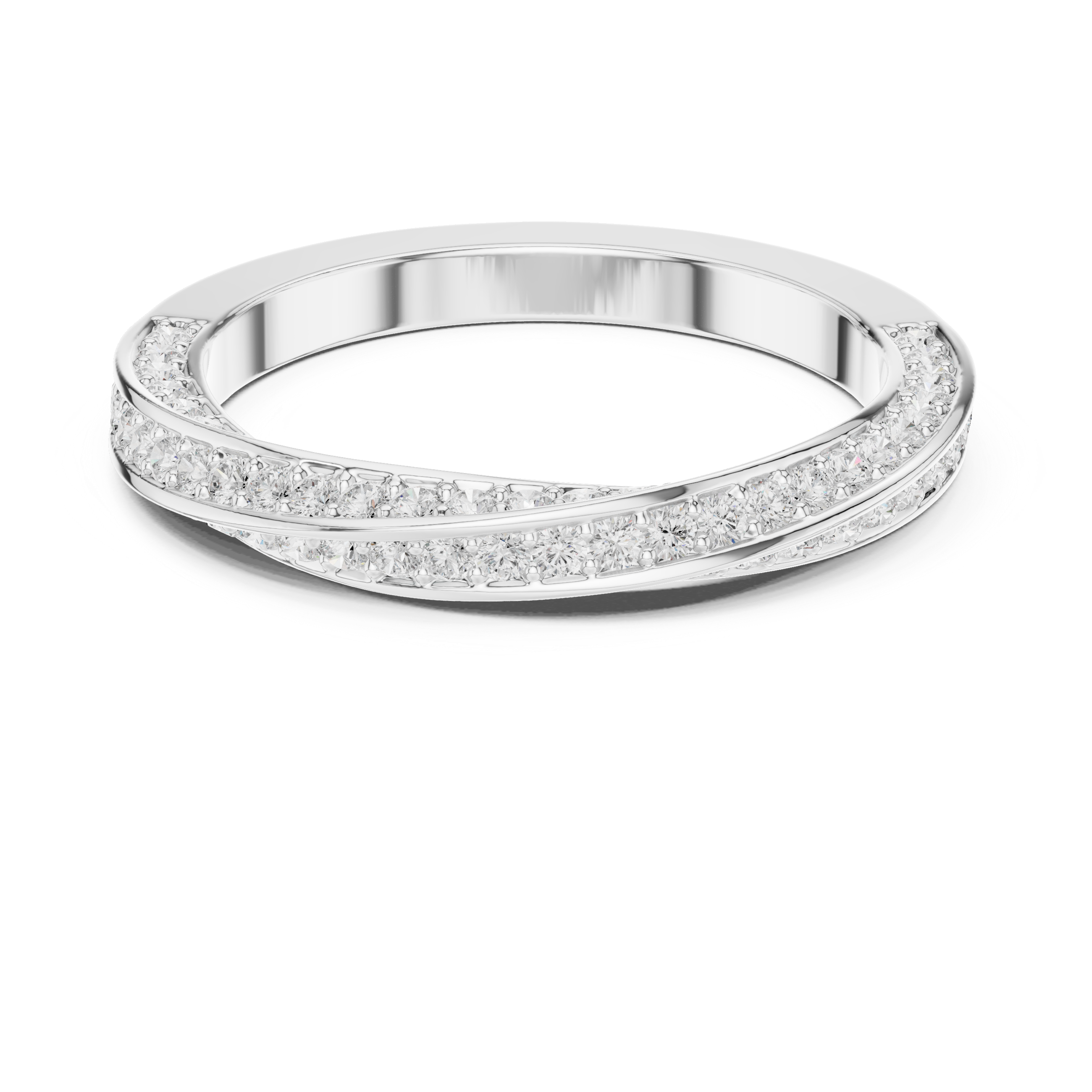Cross Over Diamond Band Ring