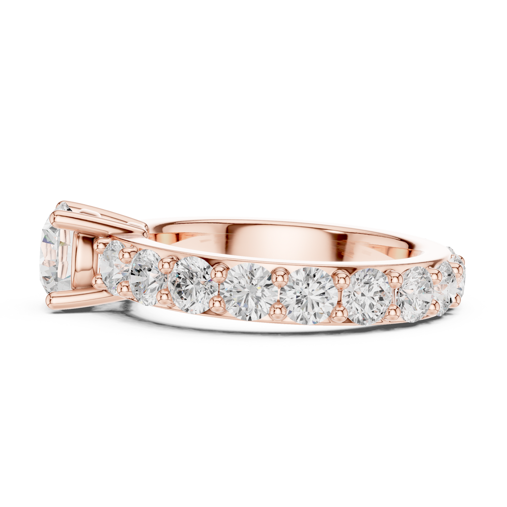 Classic Round Solitaire Diamond Ring with Pavé Band