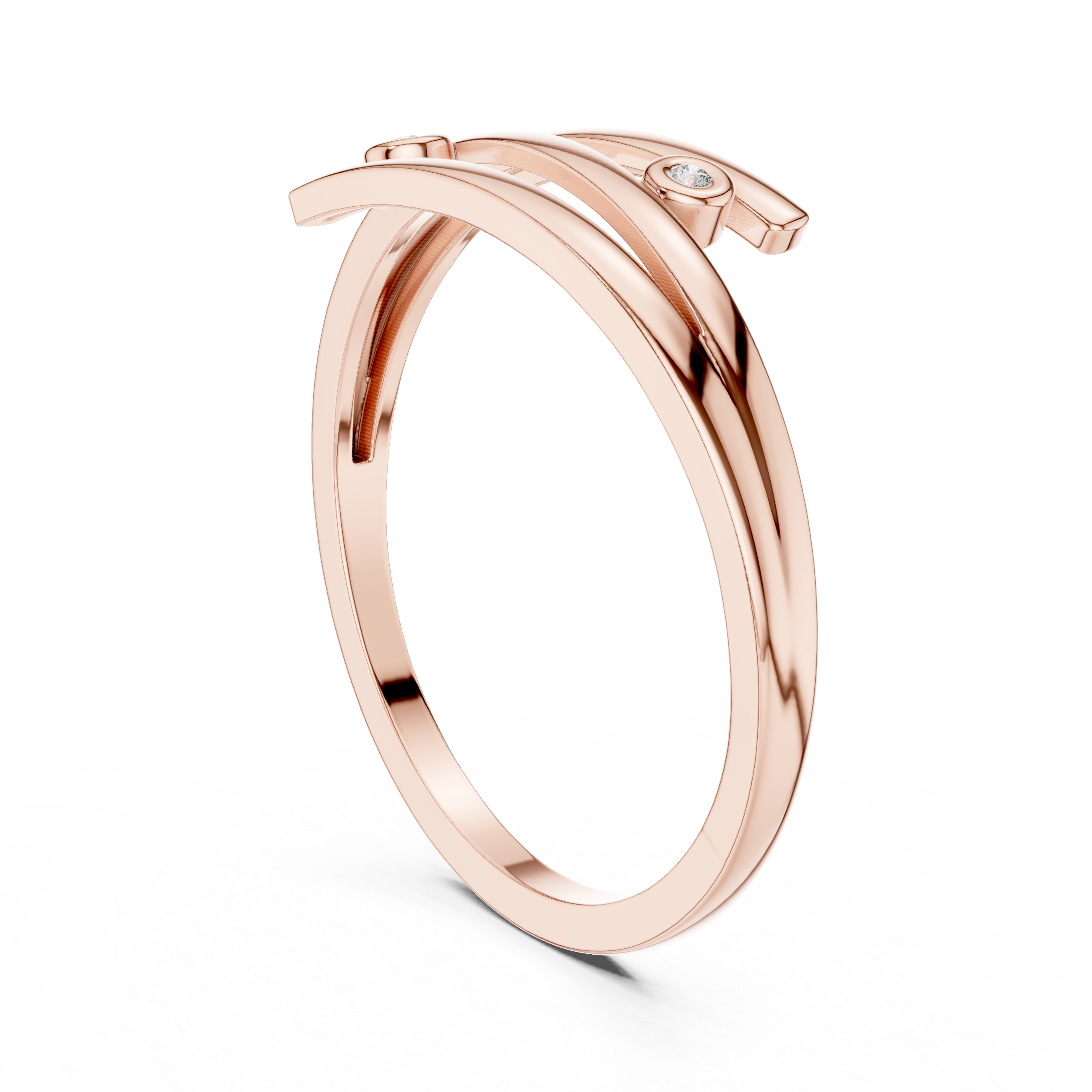 Cross Over Diamond Ring