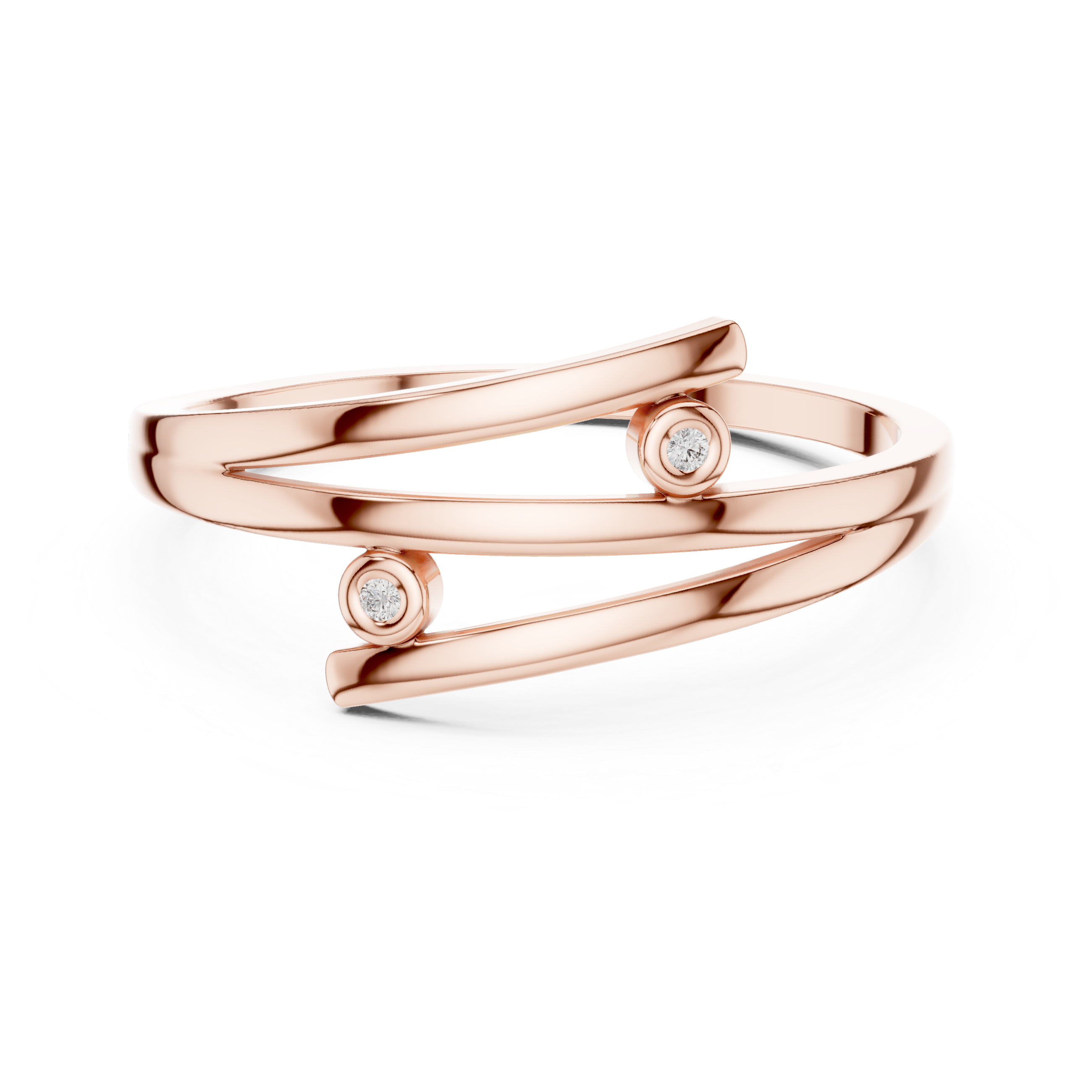 Cross Over Diamond Ring