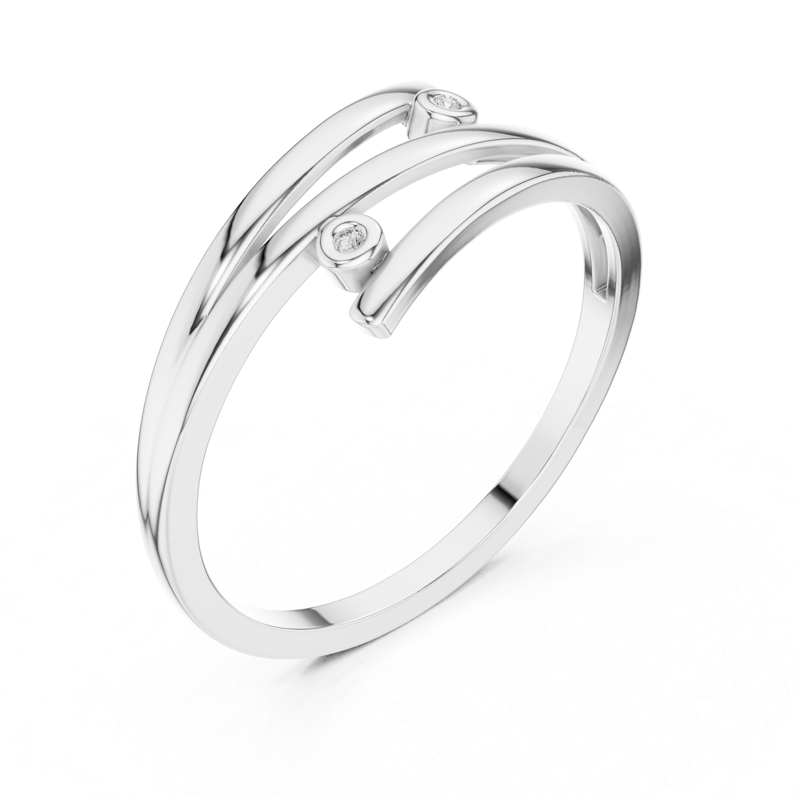 Cross Over Diamond Ring