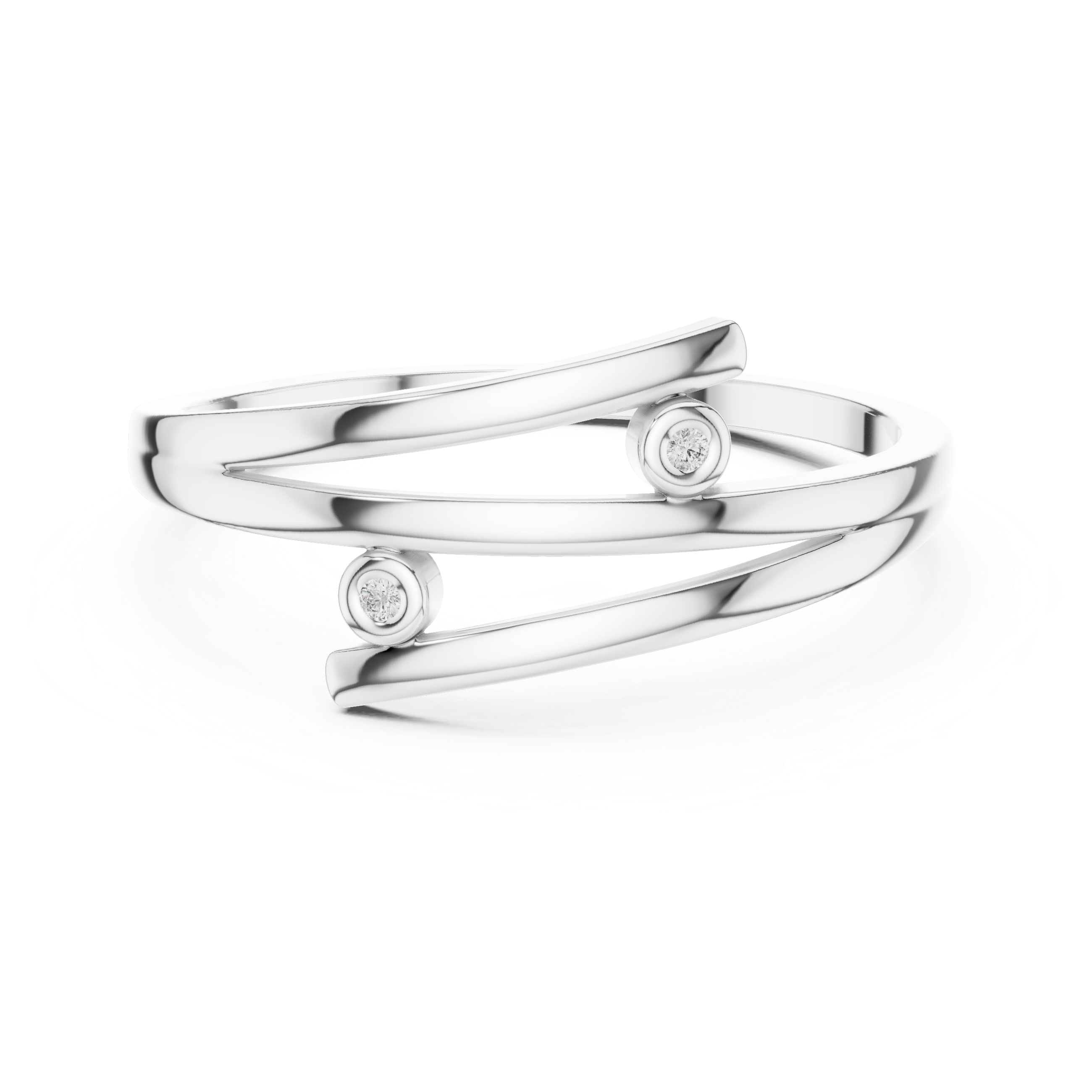 Cross Over Diamond Ring