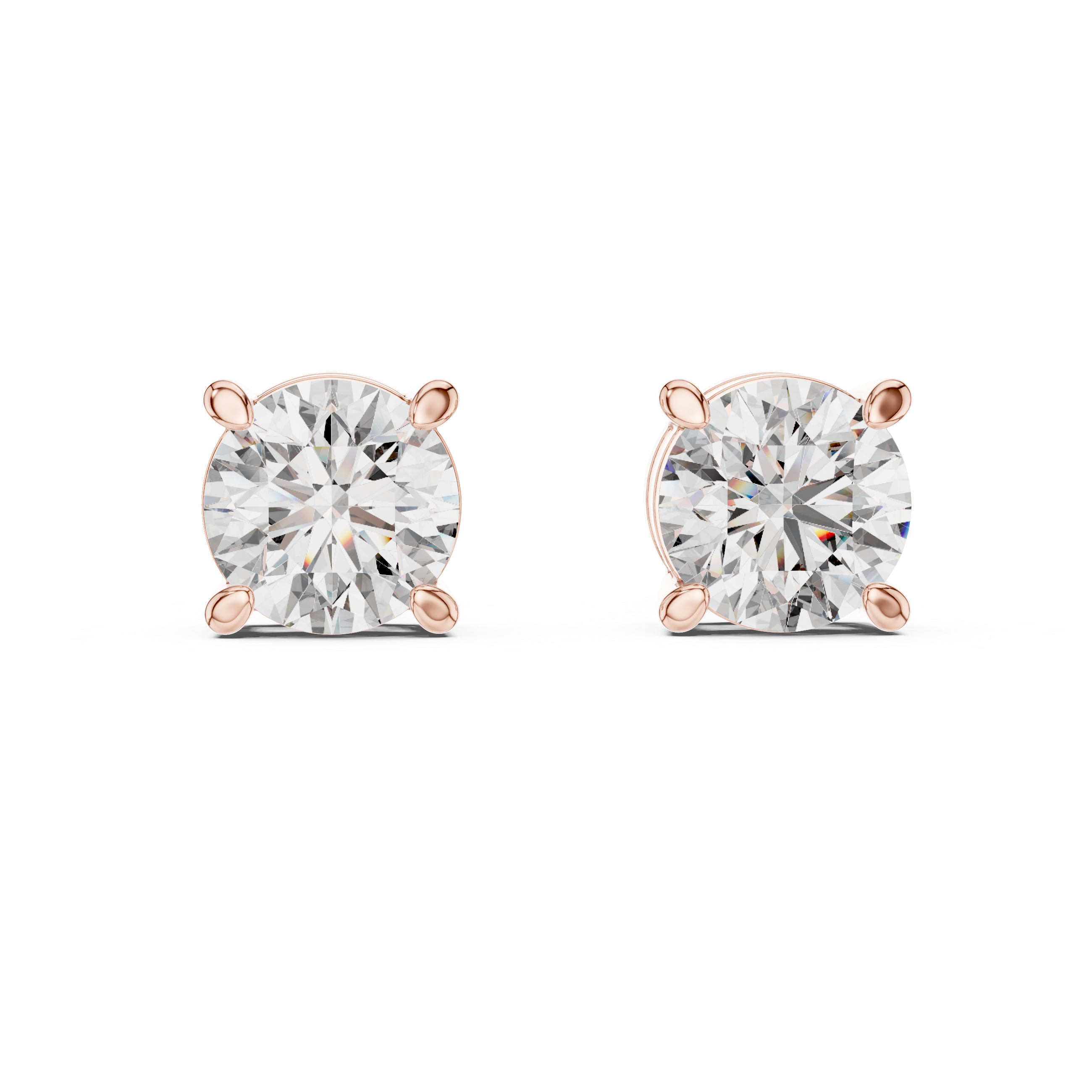 Round Diamond Stud Earrings