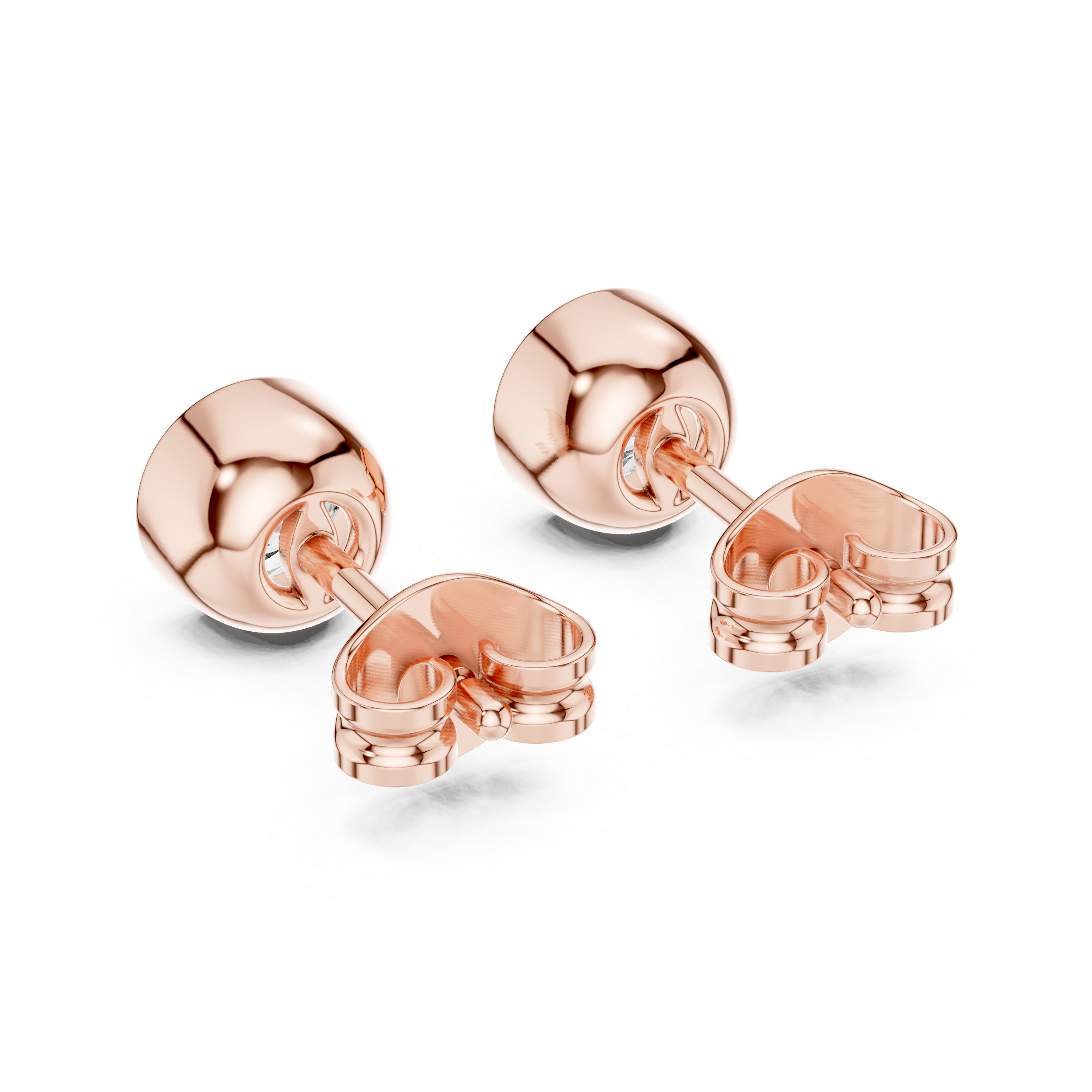 Round Cut Bezel Diamond Stud Earrings