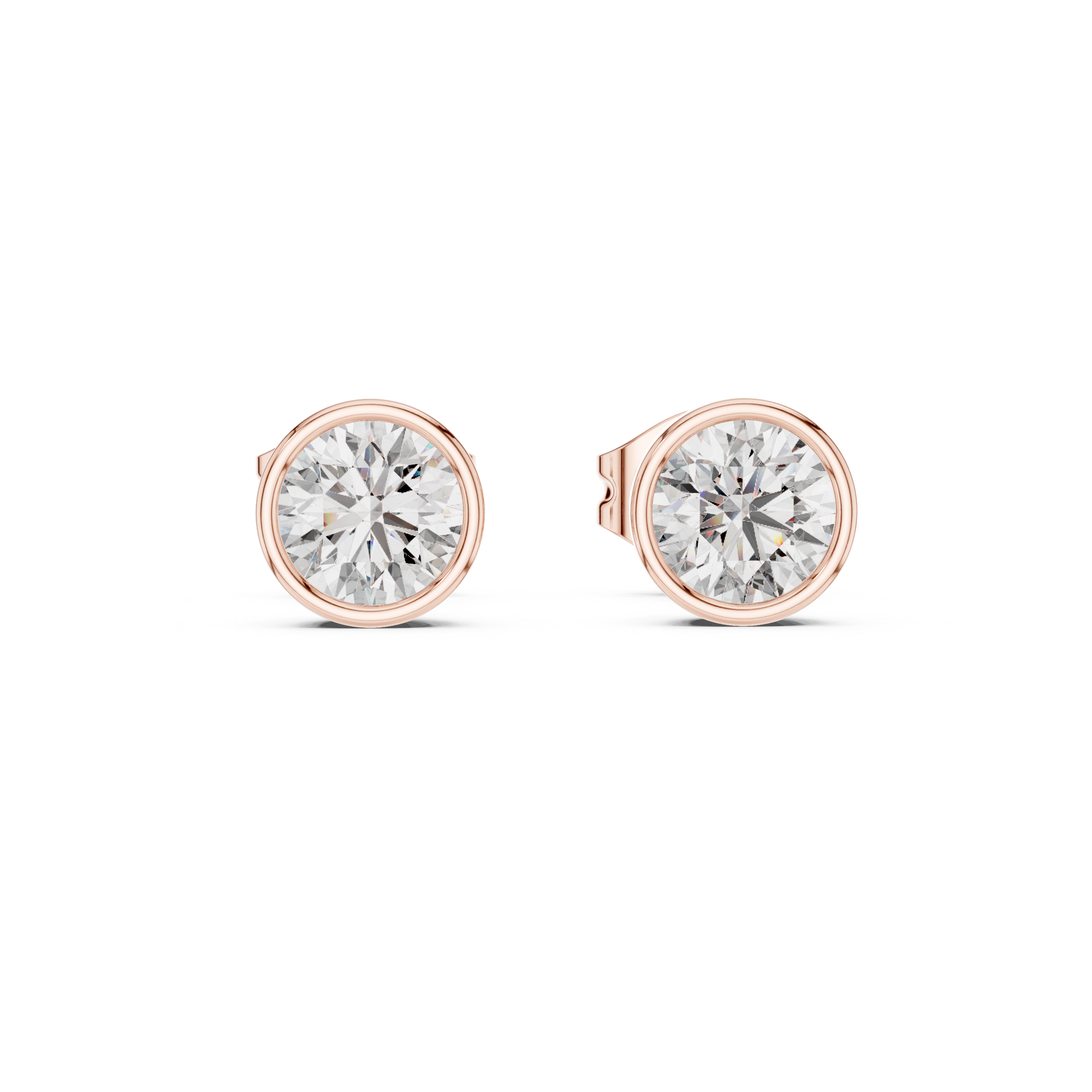 Round Cut Bezel Diamond Stud Earrings