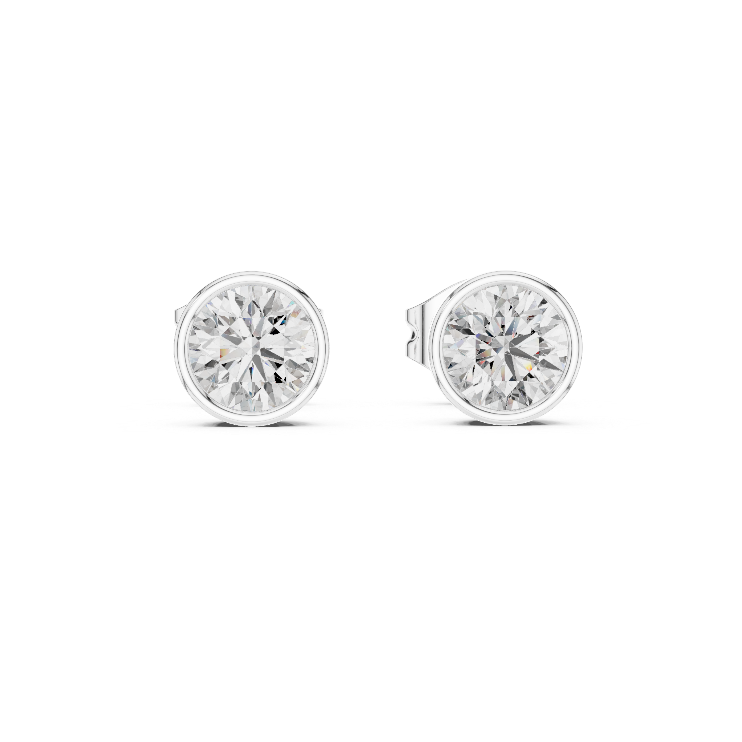 Round Cut Bezel Diamond Stud Earrings