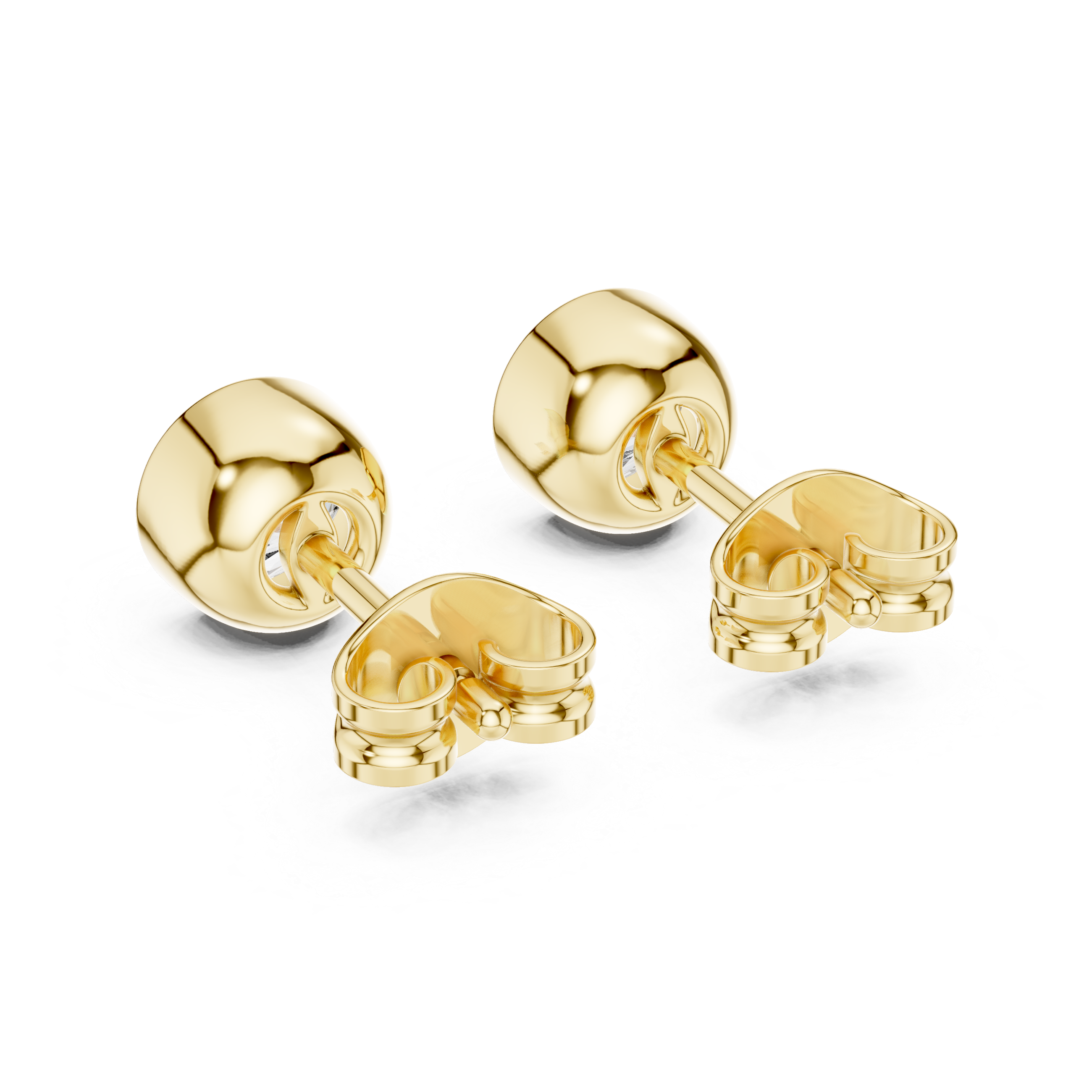 Round Cut Bezel Diamond Stud Earrings