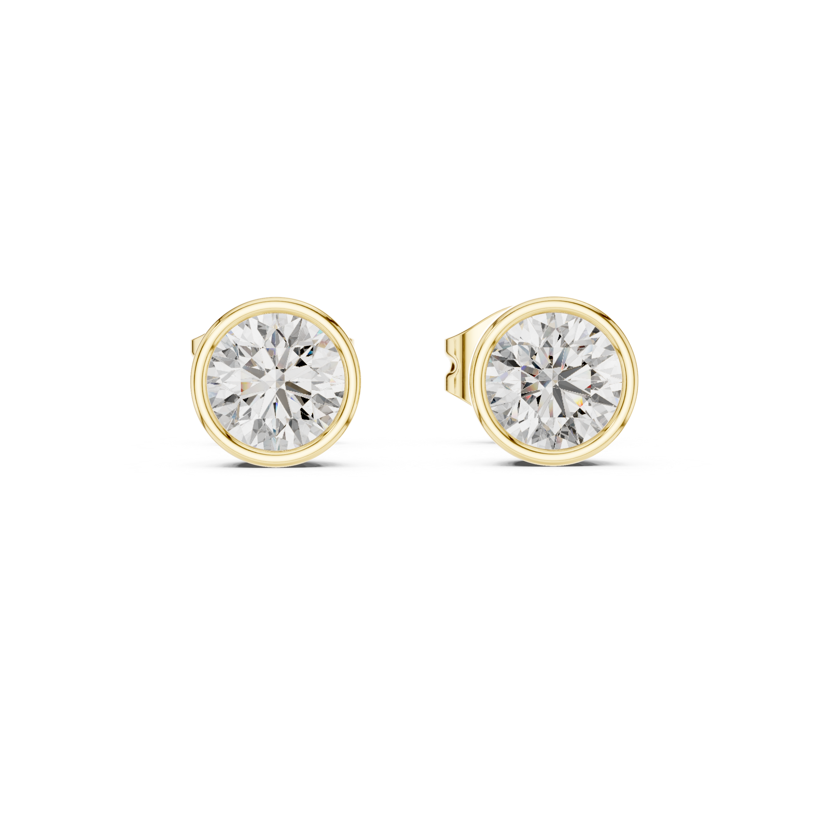 Round Cut Bezel Diamond Stud Earrings