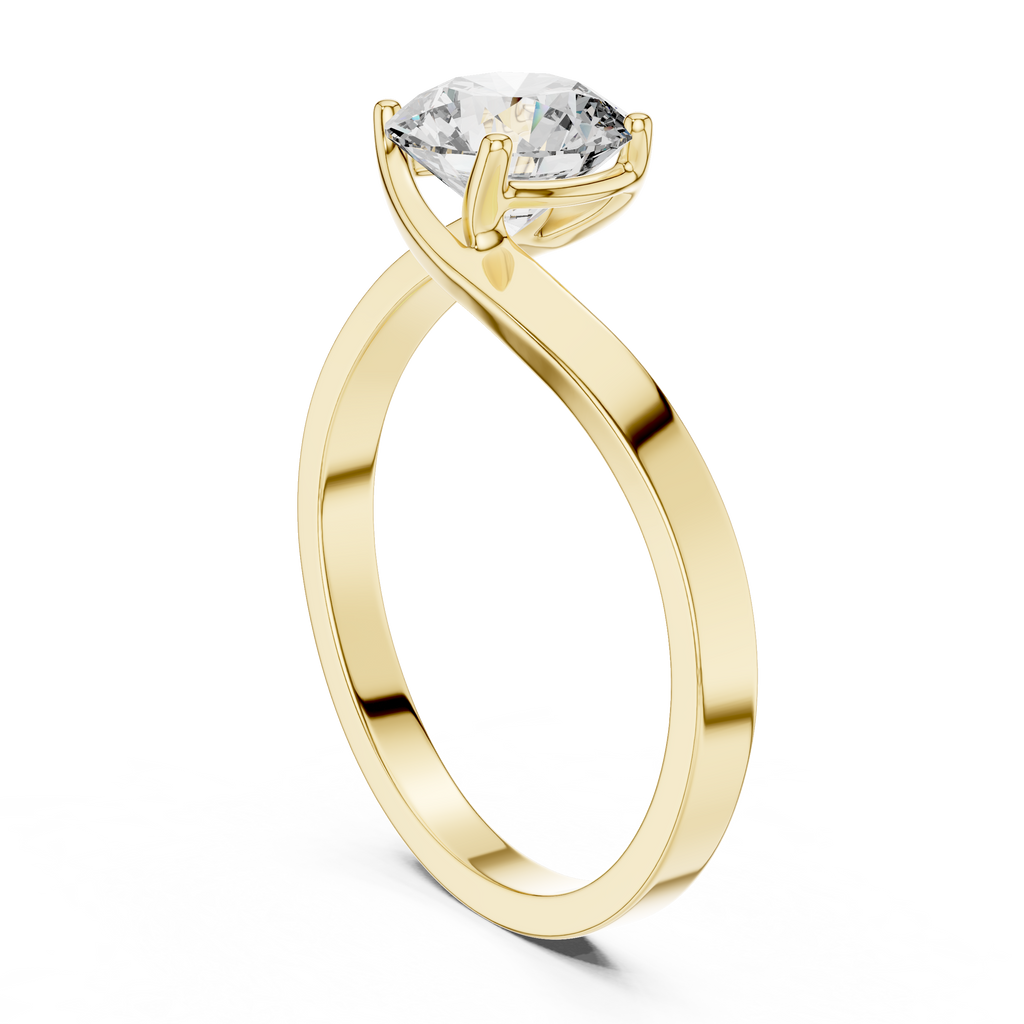 Round Cut Solitaire Twist Ring