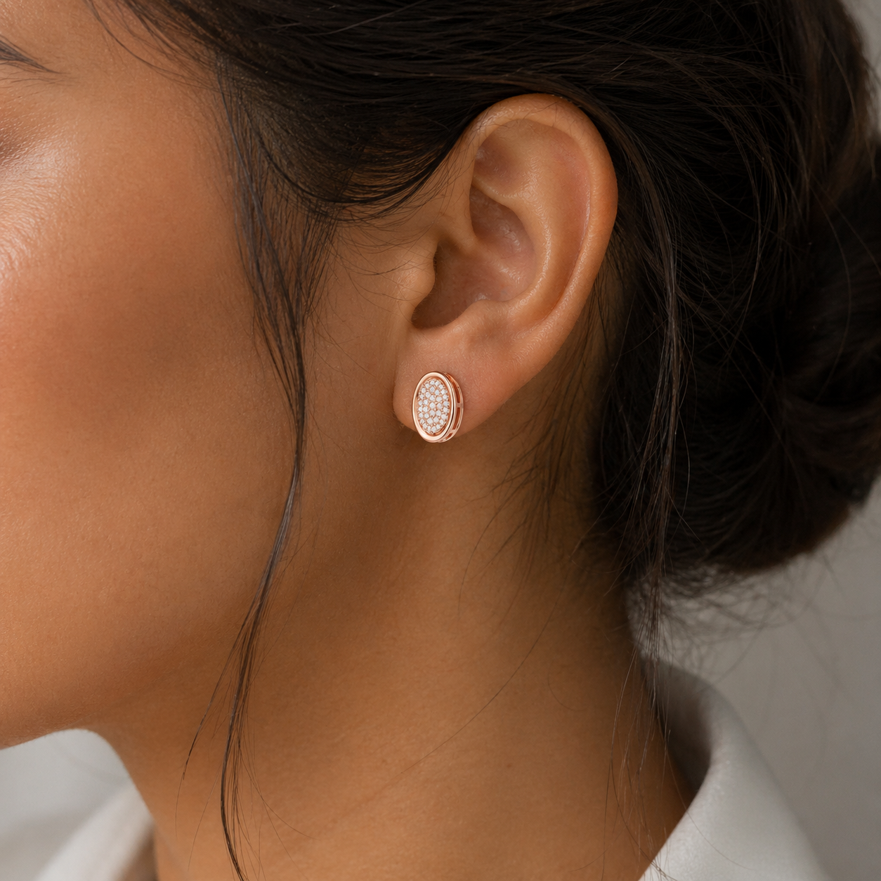 Oval Halo Diamond Stud Earrings
