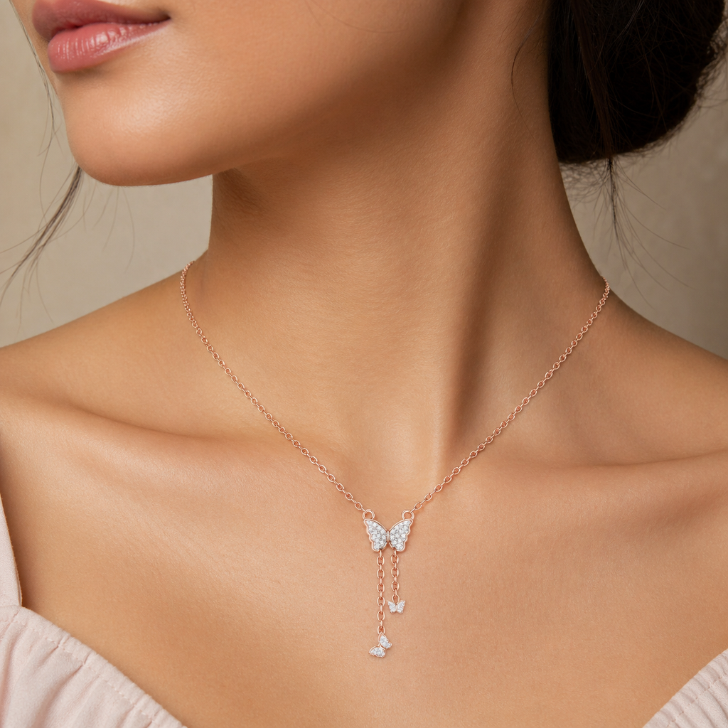 Lab Grown Diamond Butterfly Lariat Necklace