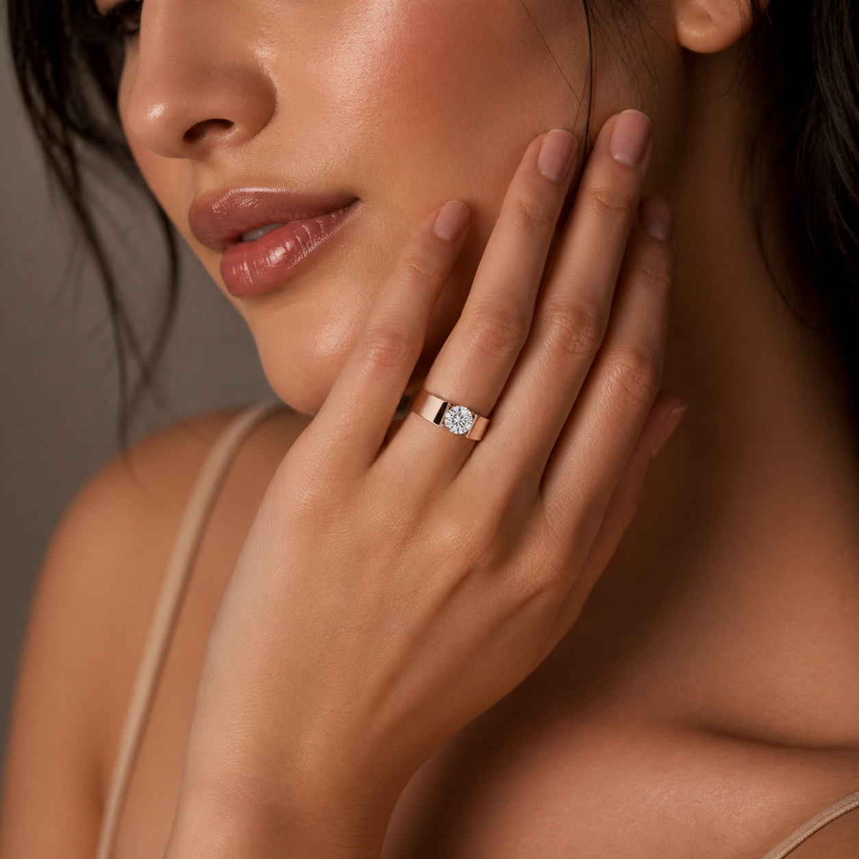 Bold Crown Solitaire Ring