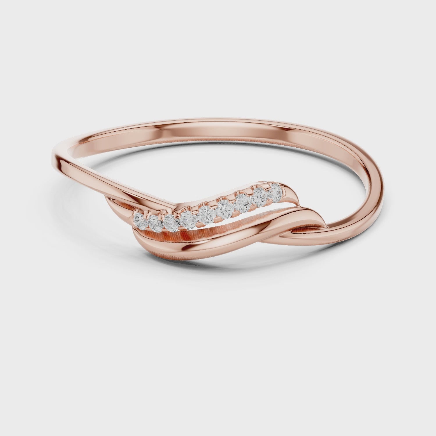 Curved Diamond Wave Ring