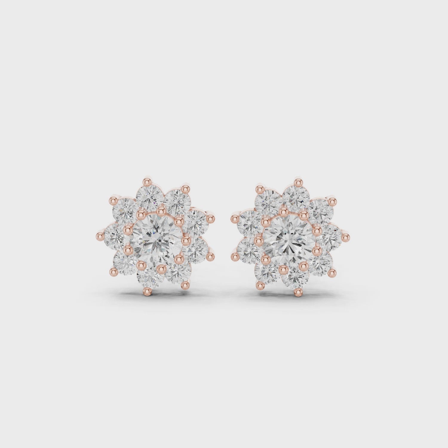 Floral Halo Diamond Stud Earrings