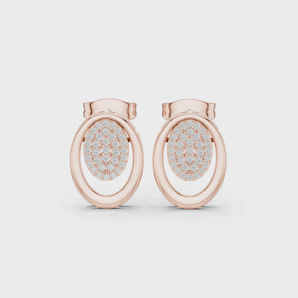 Oval Halo Diamond Stud Earrings