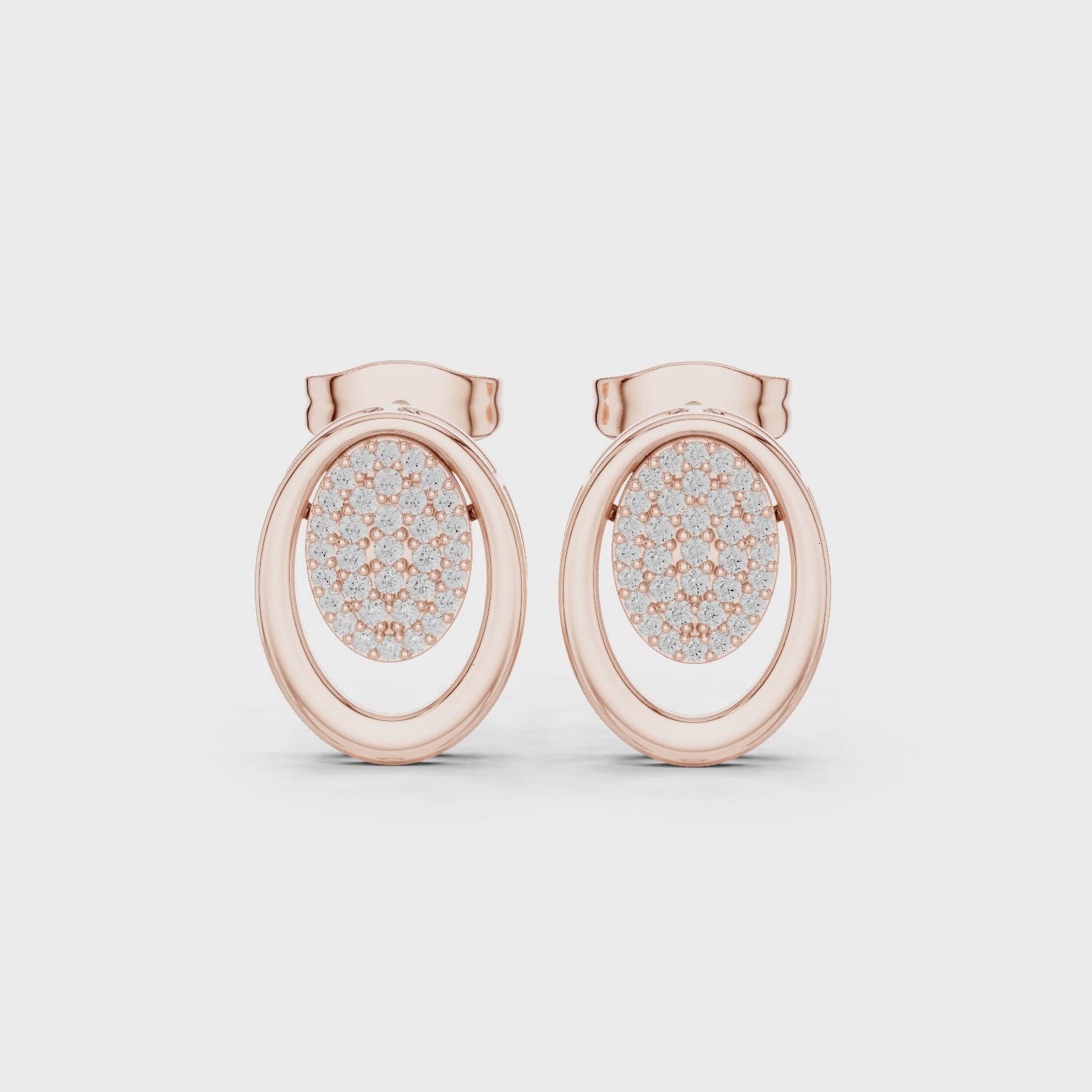 Oval Halo Diamond Stud Earrings