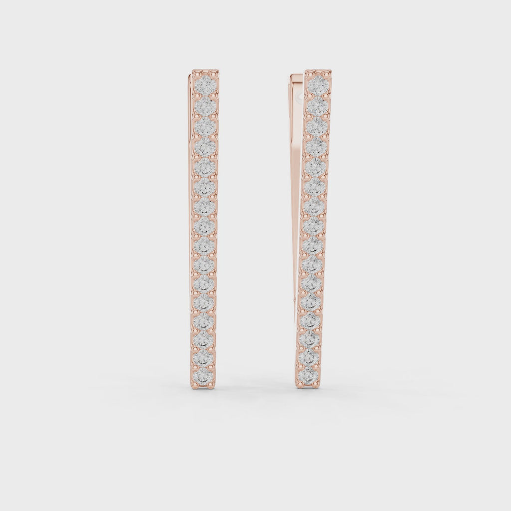 V Shape Diamond Stud Earrings