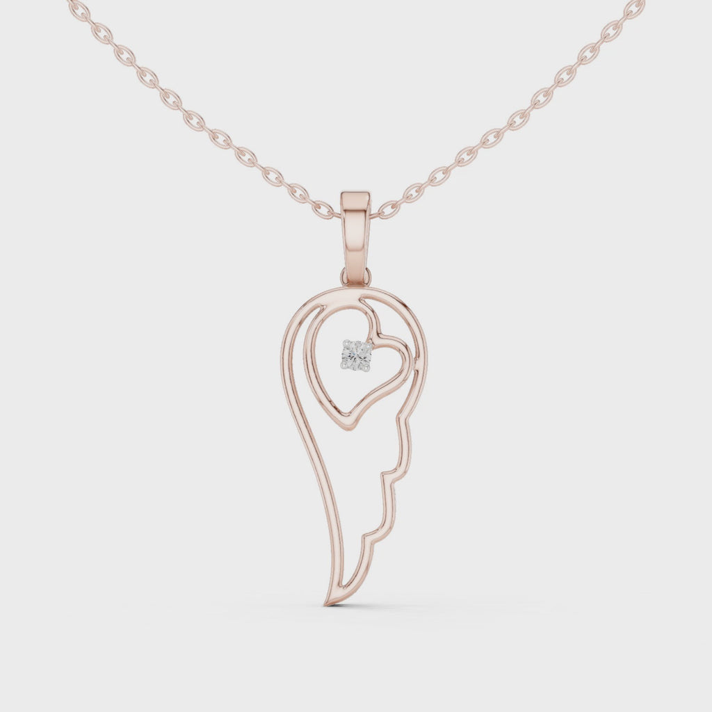 Heart Angel Wing Pendant Necklace