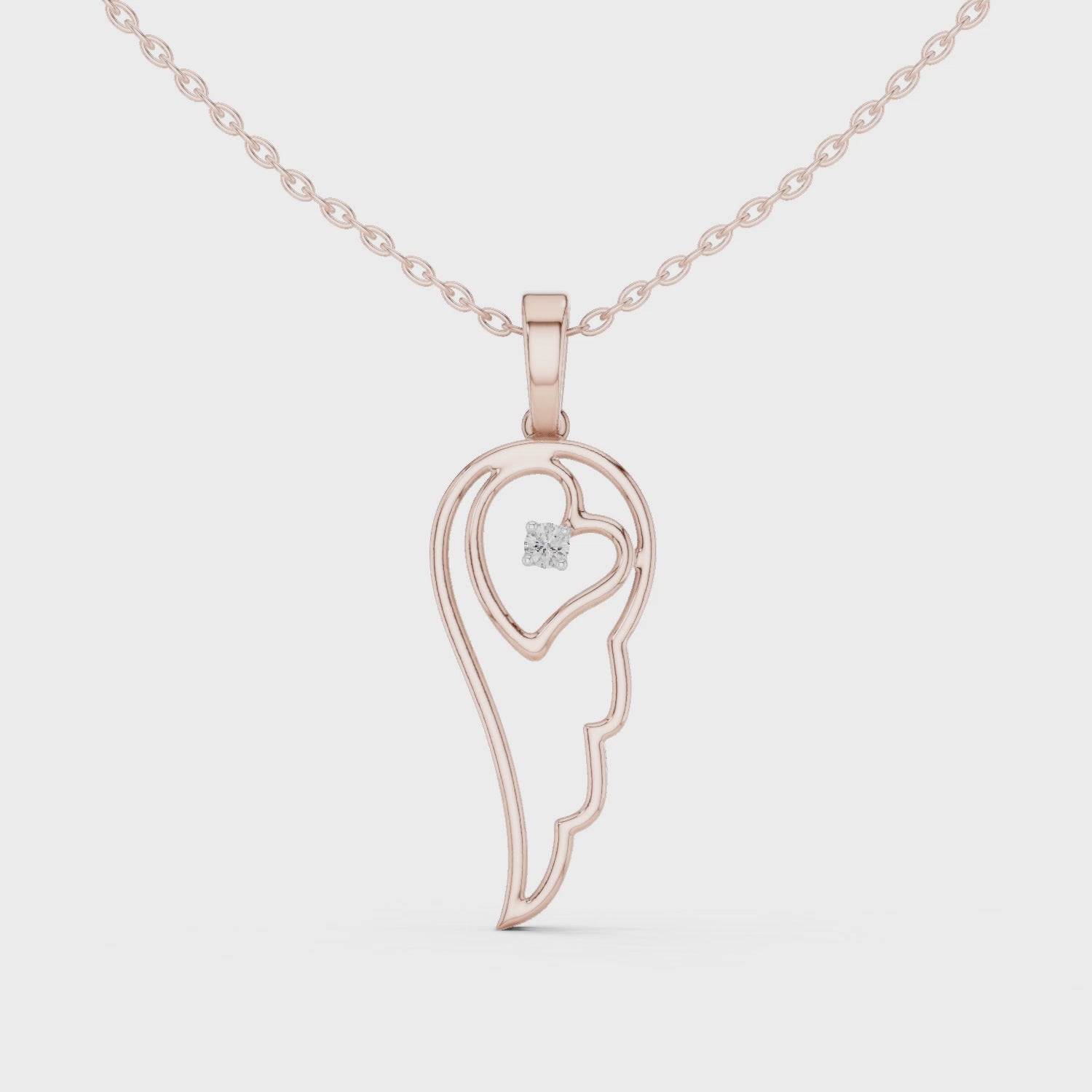 Heart Angel Wing Pendant Necklace