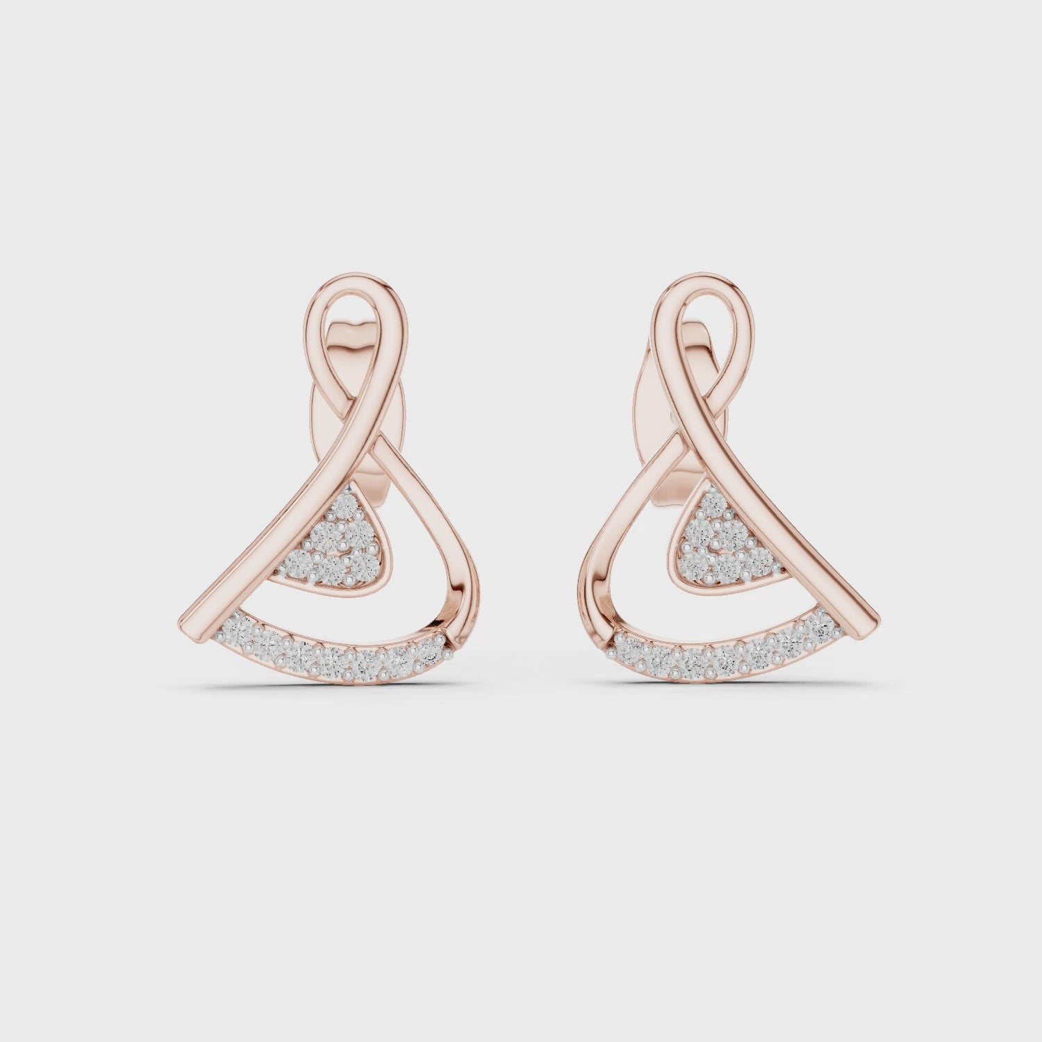 Cross Over Diamond Stud Earrings