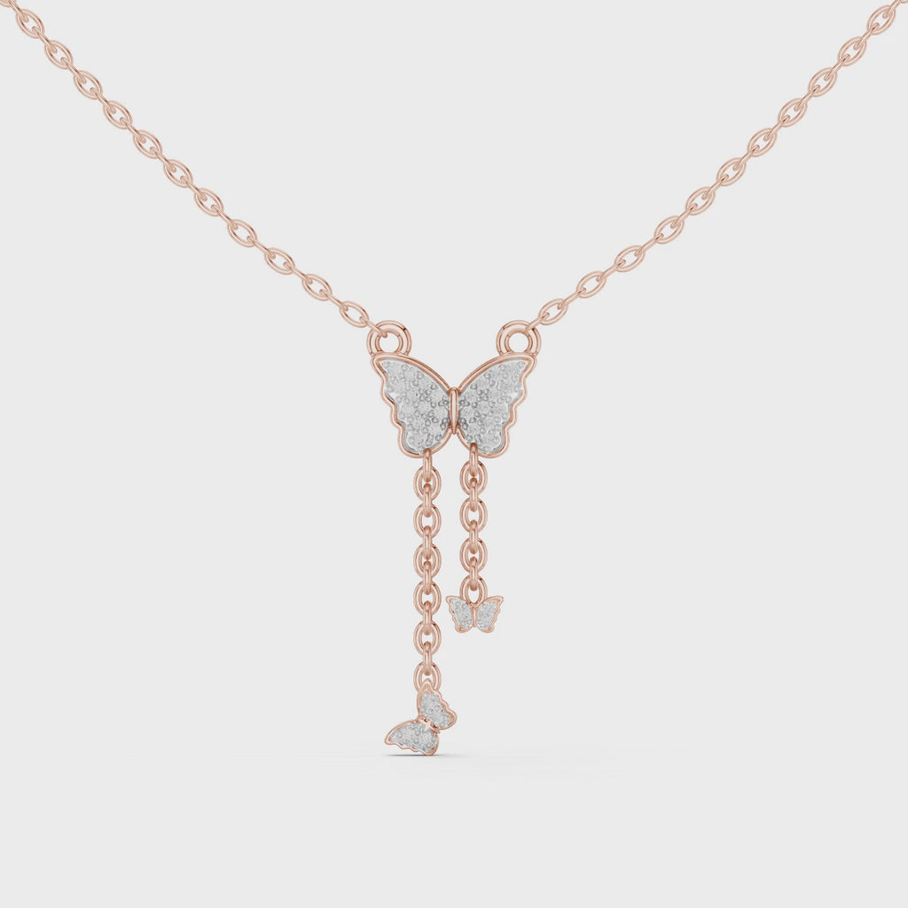 Lab Grown Diamond Butterfly Lariat Necklace